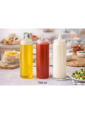 AKS Sos Şişesi, Şeffaf, Ketçap Mayonez Hardal, 700 Ml, 1 Adet