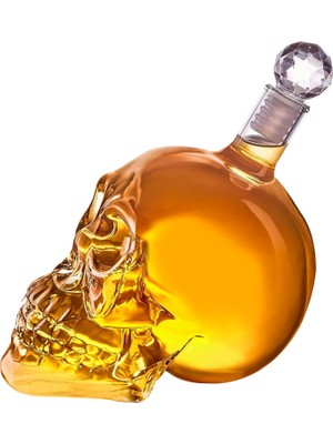 AKS Senon Crystal Head Kuru Kafa Cam Şişe El Yapımı Kuru Kafa Sürahi Içki Şişesi (1000 Ml)