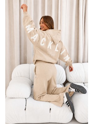 Macklin Unisex Kadın Erkek M A C K L I N Sırt Baskılı Oversize 3 Iplik Kapüşonlu Sweatshirt ve Baggy Eşofman Altı