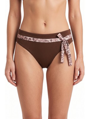 Loya Leopar Bağlama Detaylı Tek Alt Bikini