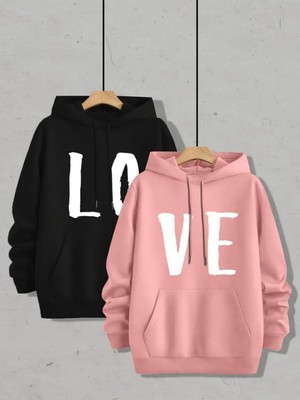 AKS Tarzsokak Renkli Kapşonlu Sweatshirt Çift Sevgili Kombinleri Couple Clothing, Renkli-K3, M