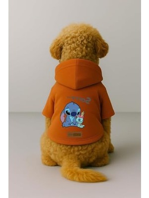AKS Turuncu Renk Kapüşonlu Hoodie, Polarlı Köpek ve Kedi Kıyafeti