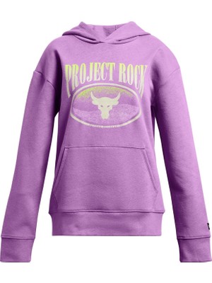 AKS Under Armour Project Rock G Campus Hoodie Çocuk Kapüşonlu Sweatshirt, Mor, M