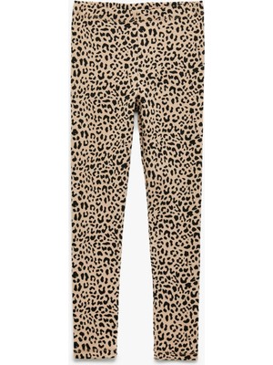 AKS Koton Kız Çocuk Tayt, Leopar Desenli, Jogger Siluet, Çok Renkli, 6-7 Yaş