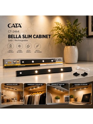 Cata CT-2464 Bella Slim Şarjlı Sensörlü LED Cabinet