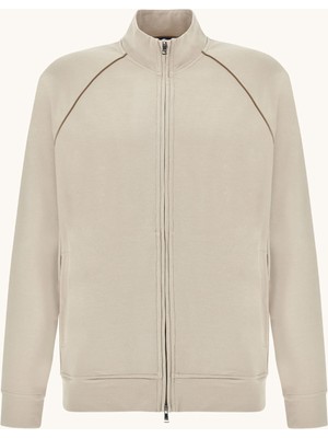 AKS Erkek Regular Fit Fermuar Kapamalı Dik Yaka Uzun Kollu Bej Sweatshirt 26411840-348