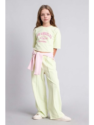 AKS Defacto 2'li Crop Üst Geniş Paça Alt Pembe Takım Kız Çocuk E6413A826AU