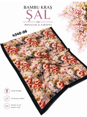 Sedef Desenli Bambu Kraş Şal