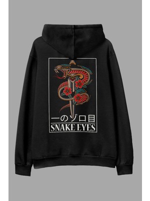 AKS Tarzsokak Snake Eyes Siyah Oversize Kapüşonlu Sweatshirt, Siyah, S/m