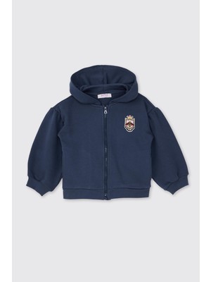 AKS Kız Bebek Fermuarlı Lacivert Sweatshirt 12-18 Ay (80-86 Cm)