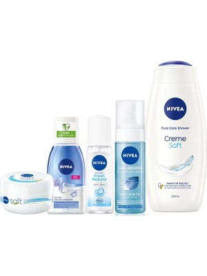 AKS Nivea Gelin Çeyiz Seti, Duş Jeli 500ML, Yüz Yıkama Köpüğü, Deodorant, Göz Makyaj Temizleyici, Krem,çantalı