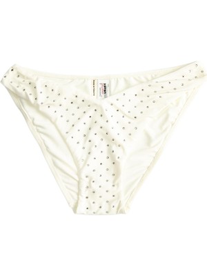 AKS Koton 3SAK00014MM Kadın Normal Bel Desenli Bikini Altı, Beyaz, 34