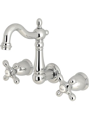 AKS Kingston Brass KS1221AX Heritage 20,32 cm Merkezi Duvara Monte Gemi Lavabo Musluğu, Cilalı Krom, 10,64 cm Ağız Erişiminde