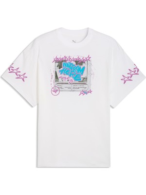 AKS Puma Melo x Hive Spor T-Shirt, Xl, 634610-01, Beyaz, Erkek