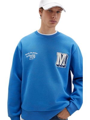 AKS M Logo Nakış Detaylı Mavi Sweatshirt 0S10492-81330