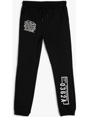 Koton Jogger Eşofman Altı Beli Bağlamalı Cepli Şardonlu Baskılı