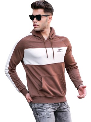 AKS Madmext Kahverengi Kapüşonlu Sweatshirt 5290,KAHVERENGI M