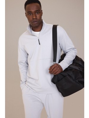 AKS Defacto Standart Fit Dik Yaka Fermuarlı Skuba Dalgıç Kumaş Sporcu Sweatshirt D7305AX25SP