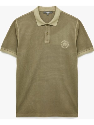 AKS Regular Fit Nakışlı Kısa Kollu Pamuklu Polo Yaka Tişört