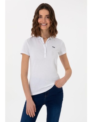 AKS U.s. Polo Assn. Kadın Beyaz Slim Fit Polo Yaka Tişört, 2xl