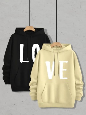 AKS Tarzsokak Renkli Kapşonlu Sweatshirt Çift Sevgili Kombinleri Couple Clothing, RENKLI-K18, S