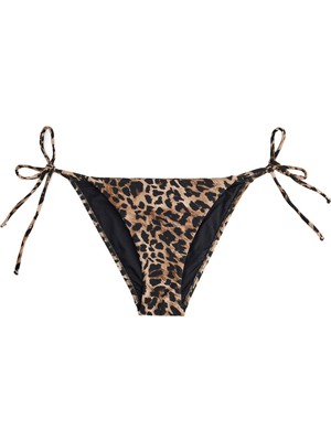 AKS Yanları Bağlamalı Leopar Desenli Bikini Altı