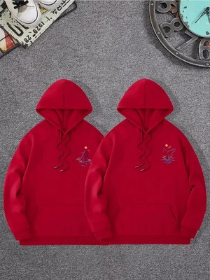 AKS Tarzsokak Renkli Kapşonlu Sweatshirt Çift Sevgili Kombinleri Couple Clothing, Renkli-K6, L