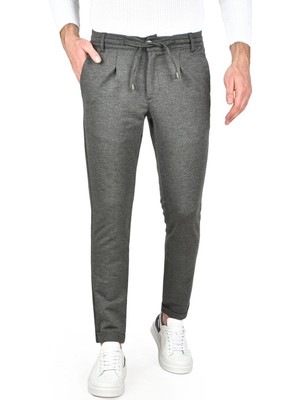 AKS Deepsea Erkek Füme Beli Lastikli Slim Fit Likralı Duble Paça Penye Spor Pantolon 2502385