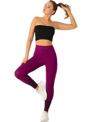 AKS Miofit Macrophylla Yüksek Bel Toparlayıcı Seamless Spor Tayt Deep Magenta S-M