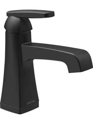 AKS Delta Faucet Ashlyn Tek Delikli Banyo Bataryası, Tek Kolu Banyo Bataryası Mat Siyah, Banyo Lavabo Bataryası, Elmas Mühür Teknolojisi, Tahliye Montajı, Mat Siyah 564-BLMPU-DST