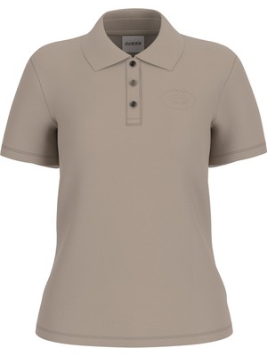 AKS Guess Paula Kadın Aktif Slim Fit Polo T-Shirt, Bej, S Beden