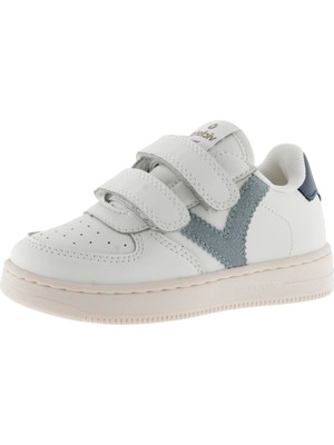 AKS Victoria Unisex Tiempo Deri Efektli Düşük Top Spor Ayakkabılar ve Kontrast Parçalar ve Kayışlar 1124104 Çocuklar Için, Yeşil (Jade), 8 Uk Child