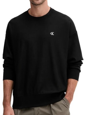 AKS Calvin Klein Premium Terry Monogram Sweatshirt, 2xl, LV04RC277G, Black, Erkek