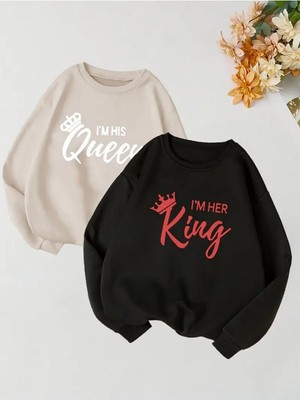 AKS Tarzsokak Renkli Biskilet Yaka Sweatshirt Çift Sevgili Kombinleri Couple Clothing, Renkli-O7, M