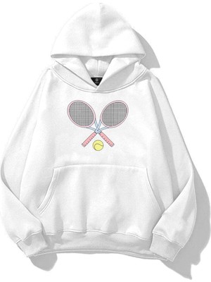 AKS Tarzsokak Kadın Pink Tennis Sweatshirt Beyaz, BEYAZ-121, L