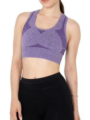 AKS Miofit Seamless Dolgusuz Kadın Spor Sütyeni Purple Melange M-L