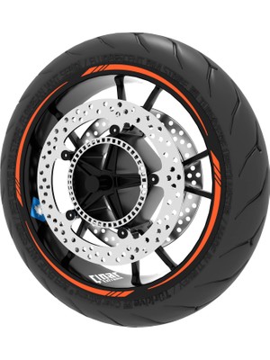 AKS Çınar Extreme 4 Parçalı Keskin Jant Şeridi Sticker Reflektif, Floresan, Özel Renkler Floresan Turuncu