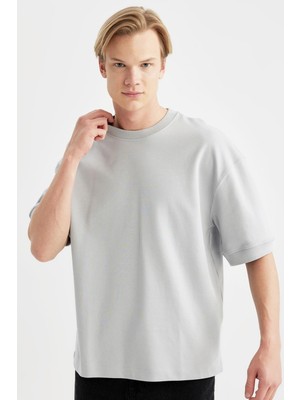 AKS Defacto Loose Fit Bisiklet Yaka Kısa Kollu Ağır Kumaş Basic Tişört B4844AX24SP