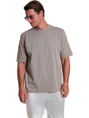 AKS Buratti Pamuklu Oversize Bisiklet Yaka Basic T Shirt Erkek T Shirt 5902365