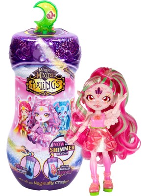 AKS Magic Mixies Pixlings Shimmerverse Serisi, Faye Peri Pixling'i Sihirli Bir Şekilde Ortaya Çıkarmak Için Sihirli Iksir Yaratın ve Karıştırın, Bu Güzel 16,5 cm Pırıltılı Pixling Moda Bebek Iksir