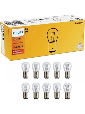 AKS Philips P21/5W 12V BAY15D Stop/park Lambası, 10'lu Paket, 12499CP