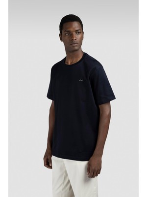 AKS Erkek Regular Fit Yuvarlak YAKALI%100 Pamuklu Shark Logolu Kısa Kollu Mavi-Gold T-Shirt 15311610-50E