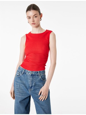 AKS Bürümcük Kumaş Dokulu Slim Fit Kolsuz Bisiklet Yaka Atlet