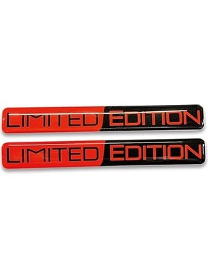 AKS Limited Edition Yazılı Kırmızı Siyah 3D Kabartmalı Sticker 2 Adet Redlinegrafik