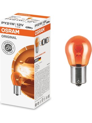 AKS Osram P21W 12V 21W 93 BAU15S 7507 Yakın Tırnak Sarı - 10 Adet