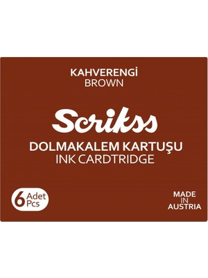 AKS Scrikss Kartuş Dolma Kalem Kartuşu 6'lı Paket Kahverengi