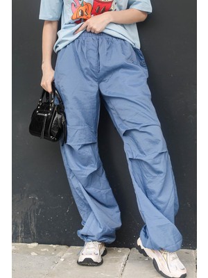 AKS Madmext Mavi Paraşüt Jogger Kadın Pantolon MG1726,MAVI L