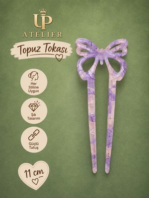 Up Atelier Sedefli Kelebek Figürlü Kemik Saç Topuzu 11CM