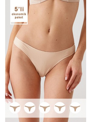 Pierre Cardin 5'li Ekonomik Paket 2951 No Show Iz Belli Etmeyen Pamuklu Basic Tanga