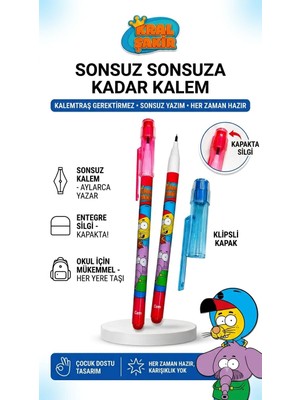Cem Kral Şakir Silgili Yumurtlayan Kurşun Kalem (Geçmeli Kalem) - 2'li Set (Mavi ve Pembe Kapak)